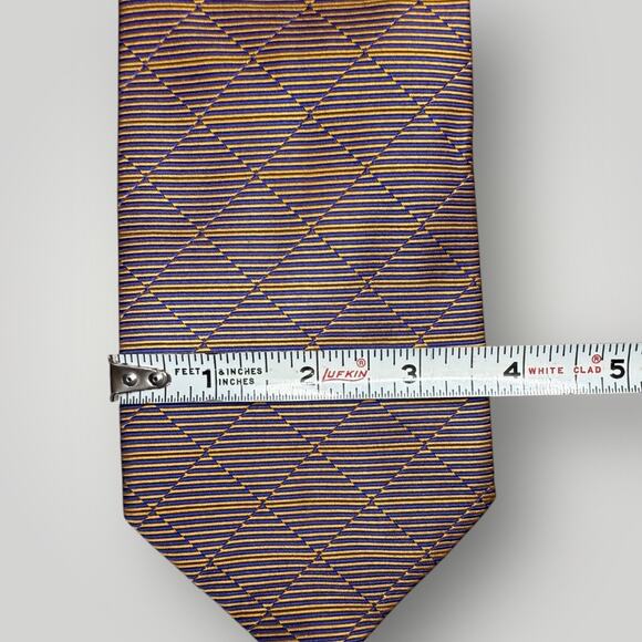 Gianfranco Ferré Silk Tie Blue Yellow Geometric Pattern Made in Italy - Picture 6 of 6